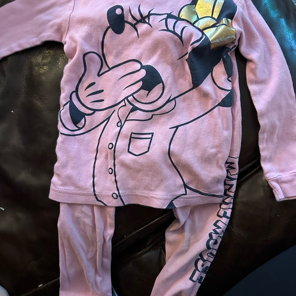 Pink Kids Pajamas with Minnie Print